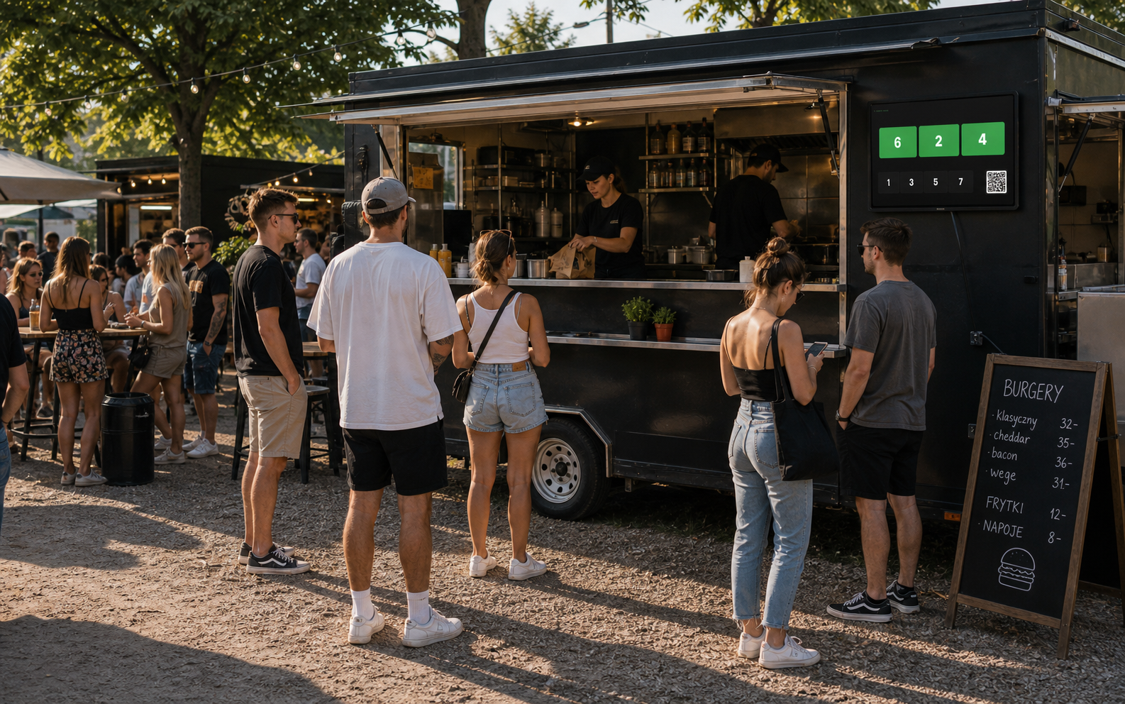 Strefa food z ekranem odbioru widocznym z dystansu